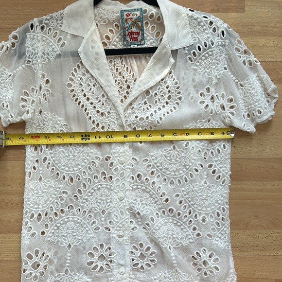 Johnny Was Marietta cooper lace white top size xs great condition - Picture 4 of 6